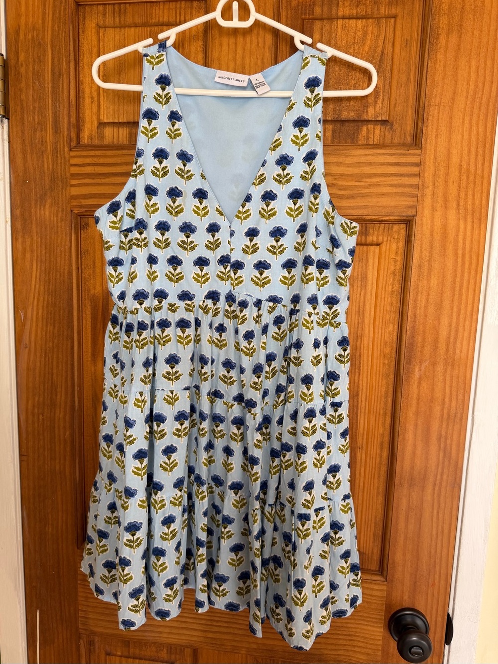 Sincerely Jules Light Blue 100% Rayon Floral Mini Dress